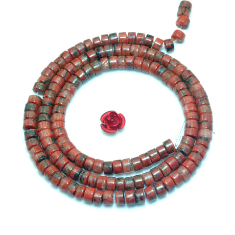 YesBeads Natural Red Sesame Jasper smooth heishi wheel beads wholesale gemstone jewelry making 15"