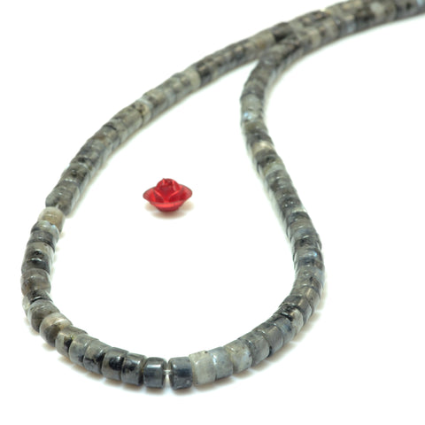 YesBeads Natural Black Labradorite smooth heishi wheel beads larvikite stone wholesale gemstone jewelry 15"