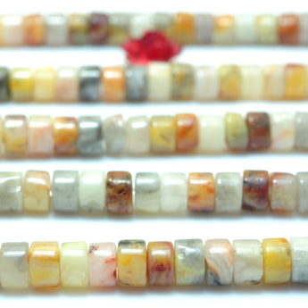 Natural Crazy Lace Agate smooth heishi wheel beads wholesale gemstone jewelry making 15"