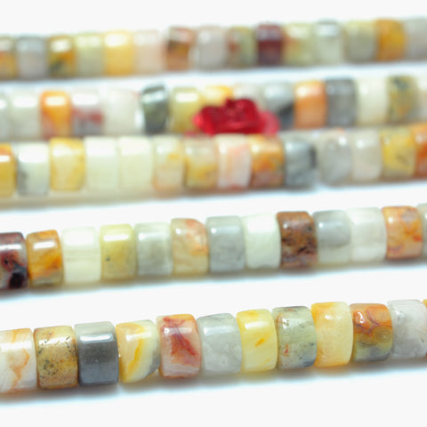 Natural Crazy Lace Agate smooth heishi wheel beads wholesale gemstone jewelry making 15"