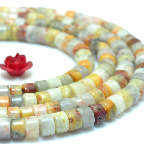 Natural Crazy Lace Agate smooth heishi wheel beads wholesale gemstone jewelry making 15"