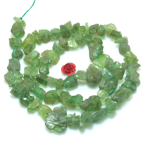 YesBeads Natural Green Apatite gemstone rough nugget chip beads wholesale gemstone jewelry making 15"