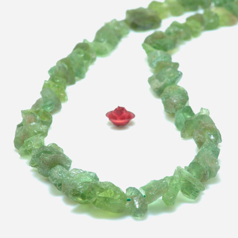 YesBeads Natural Green Apatite gemstone rough nugget chip beads wholesale gemstone jewelry making 15"