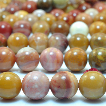 YesBeads Natural Rainbow Jasper smooth round loose beads wholesale gemstone jewelry making 15"