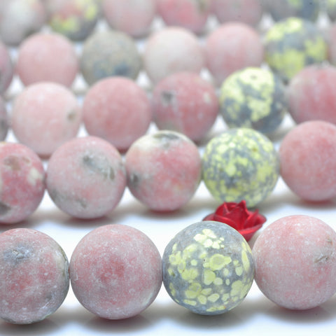 YesBeads Natural Plum blossom Jade matte round loose beads wholesale gemstone jewelry 6m-10mm 15"