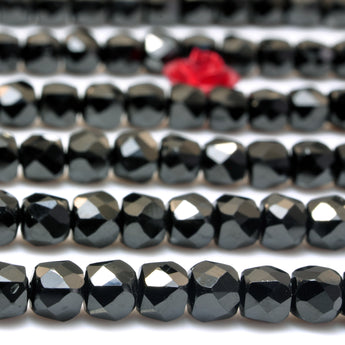 YesBeads Natural Black Spinel faceted cube loose beads wholesale gemstone jewelry makin 15"