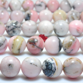 YesBeads Natural Pink Opal gemstone smooth round loose beads wholesale jewelry making 15"