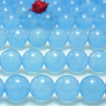 YesBeads Blue Jade smooth round loose beads wholesale gemstone jewelry making 6mm-12mm 15"