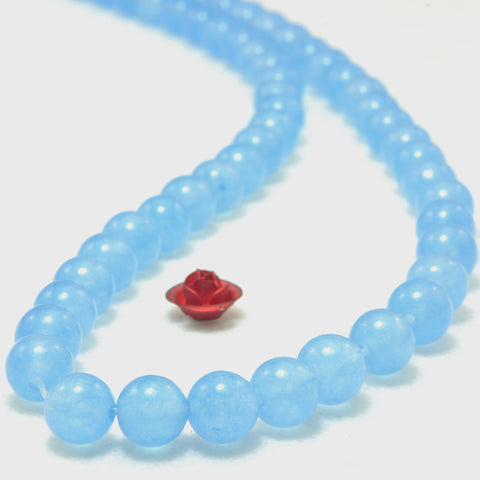 YesBeads Blue Jade smooth round loose beads wholesale gemstone jewelry making 6mm-12mm 15"