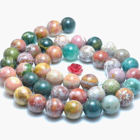YesBeads Natural Ocean Jasper stone smooth round beads gemstone jewelry making