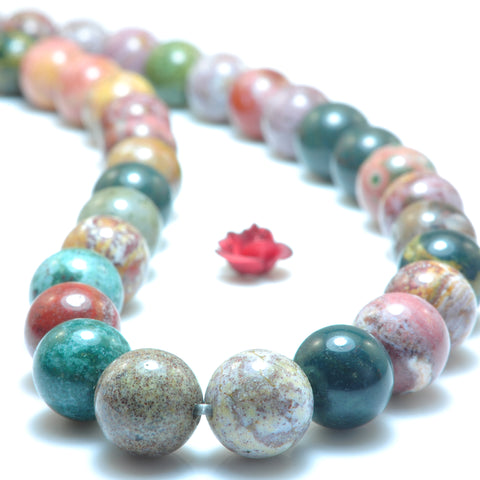 YesBeads Natural Ocean Jasper stone smooth round beads gemstone jewelry making