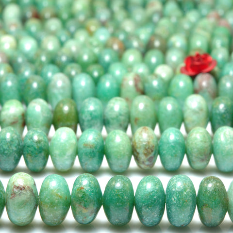 YesBeads Natural Aust Dragon Blood Jade smooth rondelle beads green gemstone jewelry making 15"
