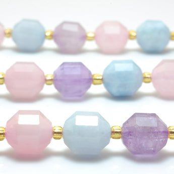 YesBeads Natural Rainbow Quartz Crystal mix gemstone faceted double terminated point beads wholesale jewelry 15"