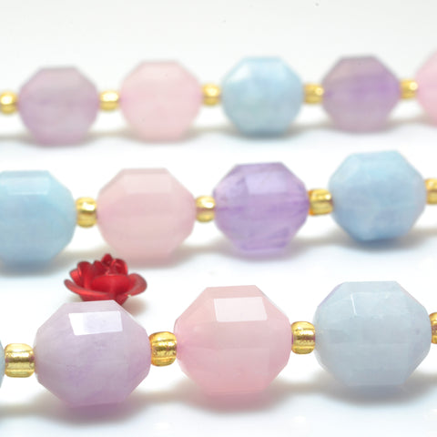 YesBeads Natural Rainbow Quartz Crystal mix gemstone faceted double terminated point beads wholesale jewelry 15"
