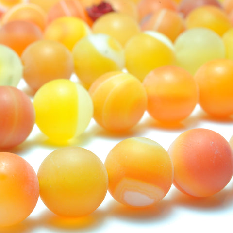 Orange Banded Agate matte round beads striped agate gemstone wholesale jewelry making 15"
