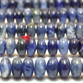 YesBeads Natural Blue Sodalite stone smooth rondelle loose beads wholesale gemston jewelry making 15“”