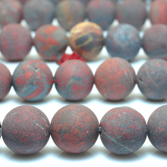 YesBeads Natural Red Brecciated Jasper matte round loose beads wholesale gemston jewelry making 15"