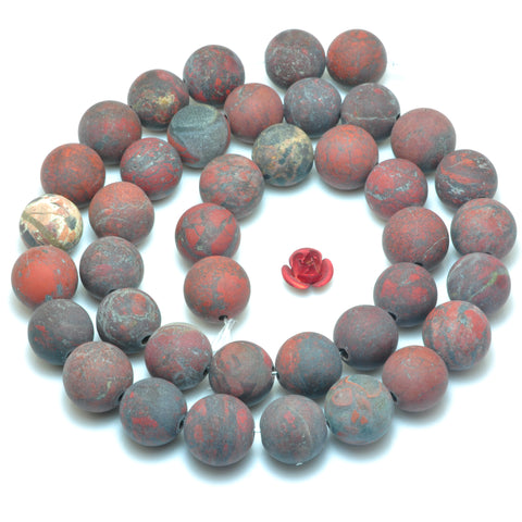 YesBeads Natural Red Brecciated Jasper matte round loose beads wholesale gemston jewelry making 15"