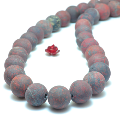 YesBeads Natural Red Brecciated Jasper matte round loose beads wholesale gemston jewelry making 15"