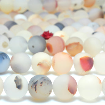 YesBeads Natural Dendritic Agate matte round beads wholesale gemstone Jewelry 15''