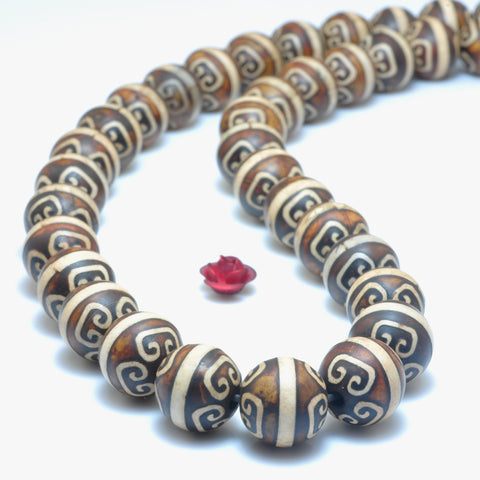 Tibetan Agate Dzi oneline agate matte round loose beads wholesale gemstone jewelry making