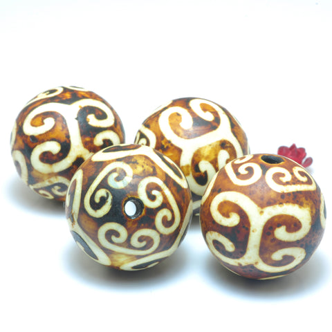 YesBeads Tibetan Agate Dzi Palindrome agate matte round loose beads wholesale gemstone jewelry