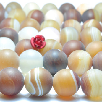 YesBeads 32 pcs of Natural  Banded Agate matte round beads in 12mm