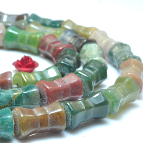 YesBeads Natural Indian Agate smooth barrel beads wholesale gemstone jewelry making 15"