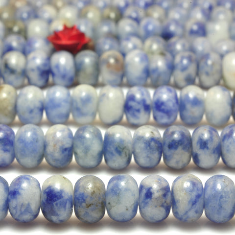 YesBeads Natural blue white sodalite stone smooth rondelle beads gemstone wholesale jewelry 4x6mm 15"