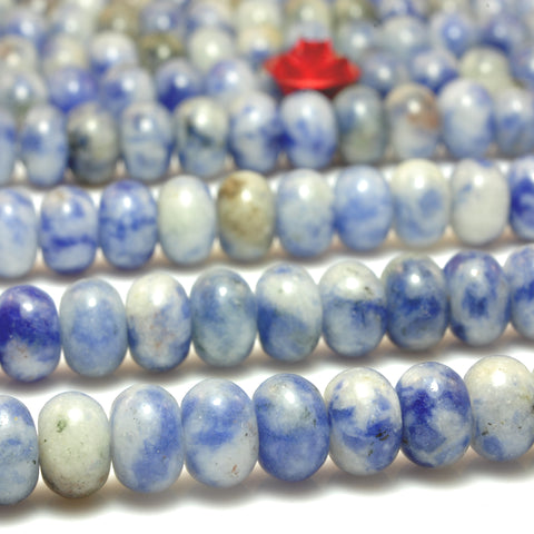 YesBeads Natural blue white sodalite stone smooth rondelle beads gemstone wholesale jewelry 4x6mm 15"