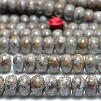 YesBeads Natural Brown Snowflake Obsidian smooth rondelle beads wholesale gemstone jewelry 15"