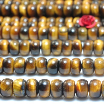 YesBeads Natural Yellow Tiger's Eye smooth rondelle beads wholesale gemstone jewelry making 15"