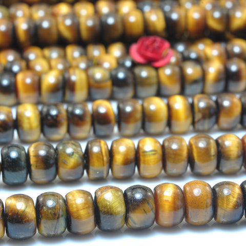YesBeads Natural Yellow Tiger's Eye smooth rondelle beads wholesale gemstone jewelry making 15"