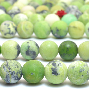 YesBeads Natural Chrysoprase matte round loose beads green Australian jade gemstone wholesale jewelry 15"