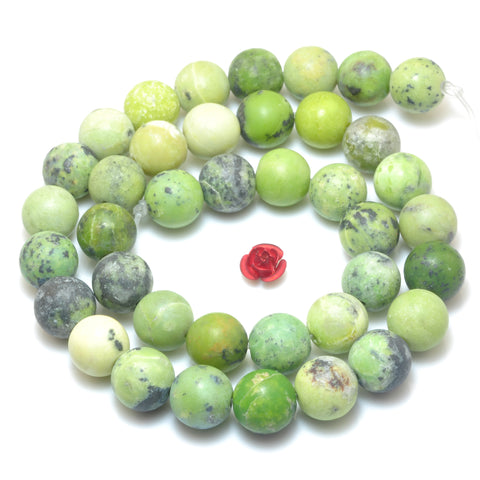 YesBeads Natural Chrysoprase matte round loose beads green Australian jade gemstone wholesale jewelry 15"