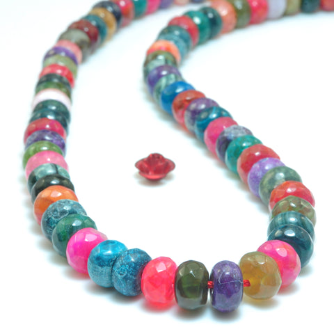 YesBeads Fire Agate Rainbow Agate faceted rondelle beads wholesale gemstone jewelry 5x8mm 15"