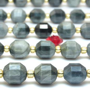 YesBeads Natural Gray Eagle Eye Hawk Eye faceted double terminated point beads wholesale jewelry 15"