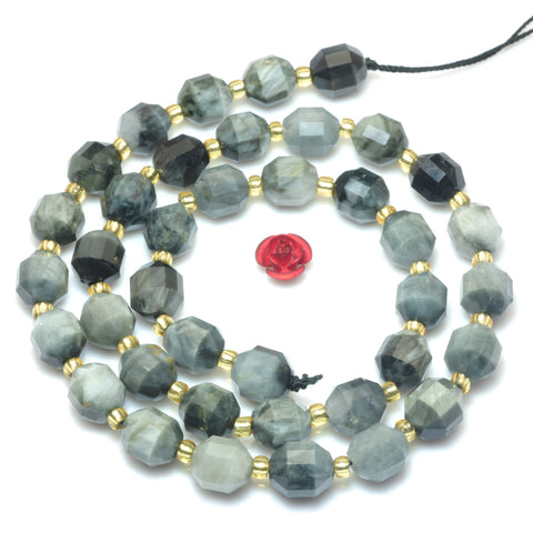 YesBeads Natural Gray Eagle Eye Hawk Eye faceted double terminated point beads wholesale jewelry 15"