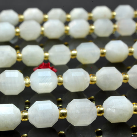 YesBeads Natural White Moonstone faceted double terminated point beads wholesale gemstone jewelry making 15"