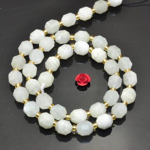 YesBeads Natural White Moonstone faceted double terminated point beads wholesale gemstone jewelry making 15"