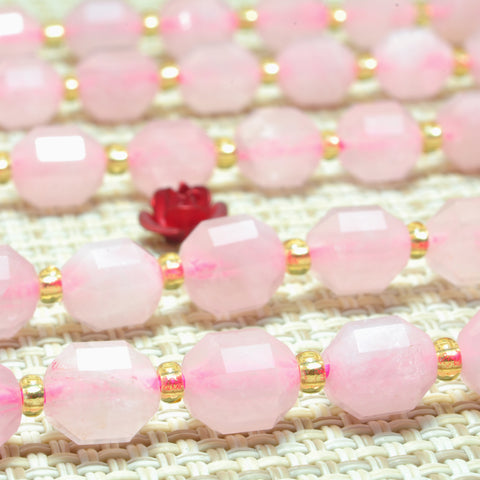 YesBeads Natural Madagascar Rose Quartz faceted double terminated point beads wholesale gemstone jewelry making 15"