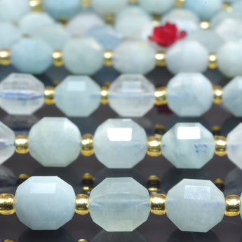 YesBeads Natural Blue Aquamarine faceted double terminated point beads wholesale gemstone jewelry making 15"