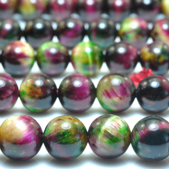 Galaxy Tiger Eye Stone smooth round loose beads wholesale gemstone rainbow tiger's eye for jewelry making