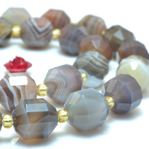 YesBeads Natural Botswana Agate faceted double terminated point beads wholesale gemstone jewelry making 15"