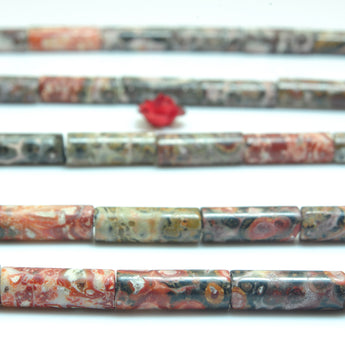 YesBeads Natural Leopardskin Jasper smooth tube beads wholesale gemstone jewelry making 4x13mm 15''