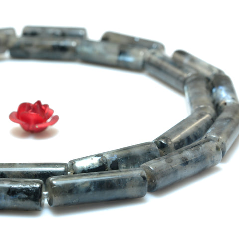 YesBeads Natural Black Labradorite smooth tube beads wholesale gemstone jewelry making 4x13mm 15''