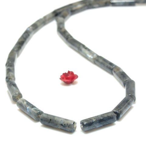 YesBeads Natural Black Labradorite smooth tube beads wholesale gemstone jewelry making 4x13mm 15''