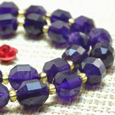 YesBeads Natural Dark Amethyst faceted double terminated point beads wholesale gemstone jewelry making 15"