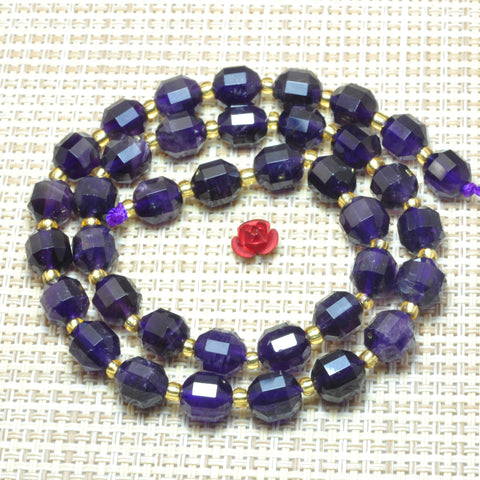 YesBeads Natural Dark Amethyst faceted double terminated point beads wholesale gemstone jewelry making 15"
