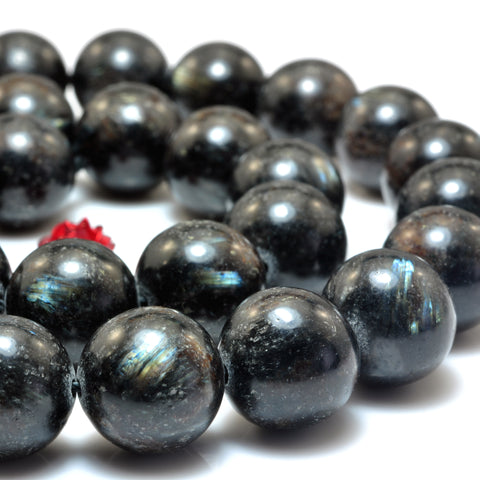 YesBeads Natural Astrophyllite smooth round loose beads wholesale gemstone jewelry making 6mm-12mm 15.5"